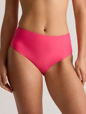 Quince Italian High Rise Bikini Bottom Hibiscus Pink Size XS NWT Minimalist